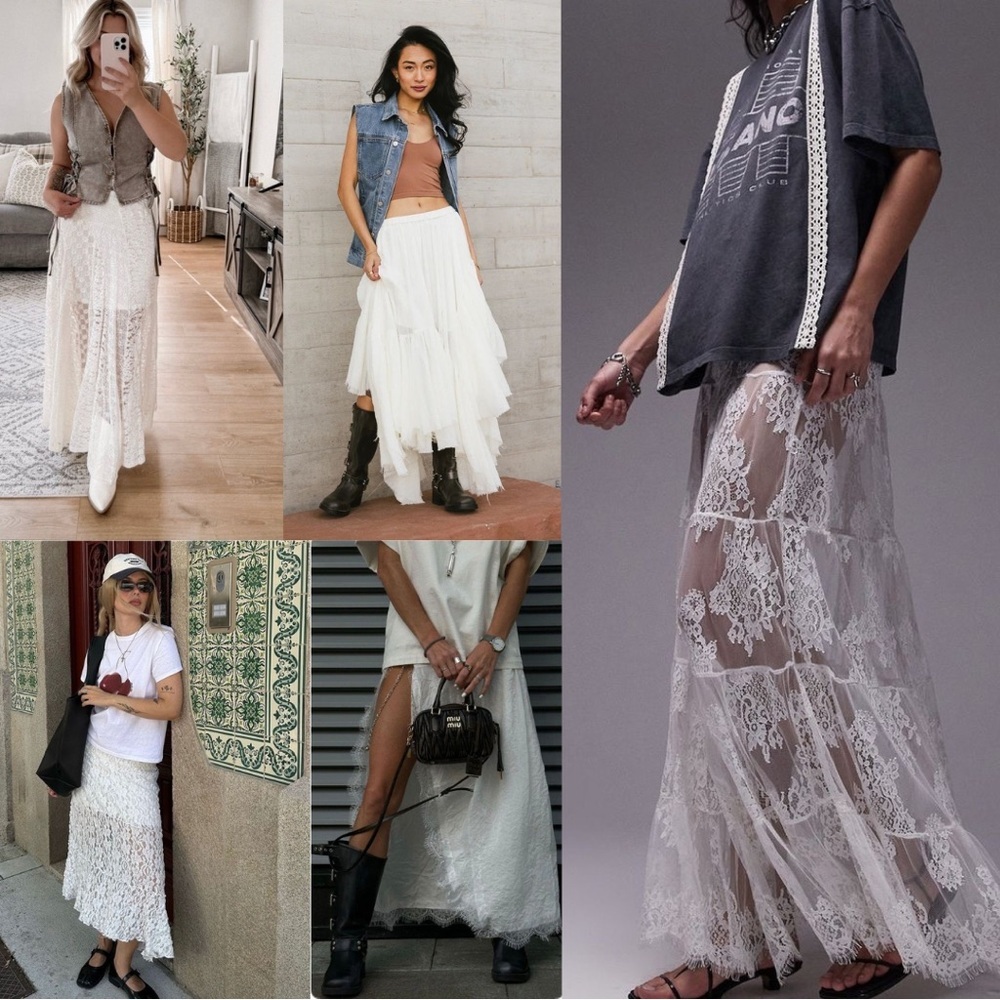 BAILEY44 tiered white lace ruffle tiered maxi skirt - Picture 8 of 16